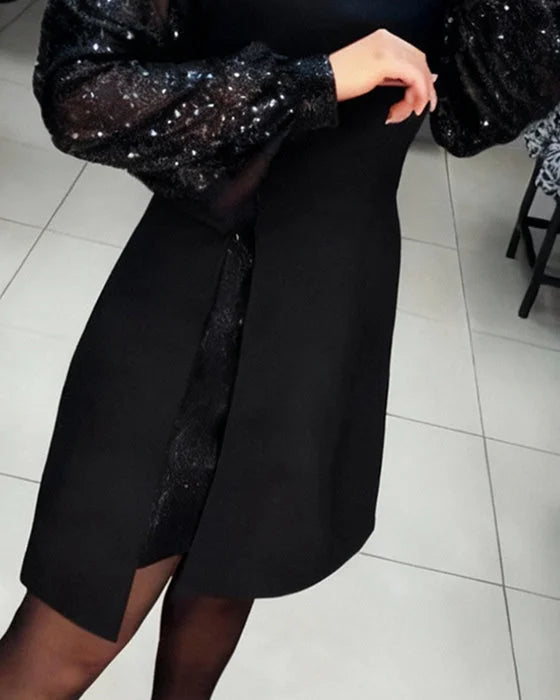 Anna™ | Elegancka sukienka z połyskującymi bufiastymi rękawami