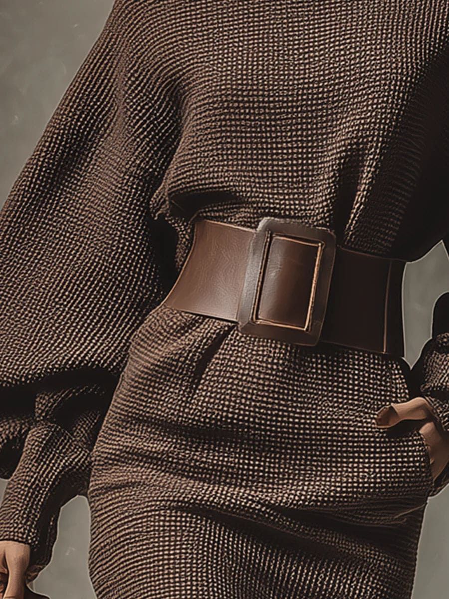 Women sDarkBrownKnittedAll matchMiniDressMDA2971H4T 2 615cc8ee 3289 4c7a 964d b4ab64530082